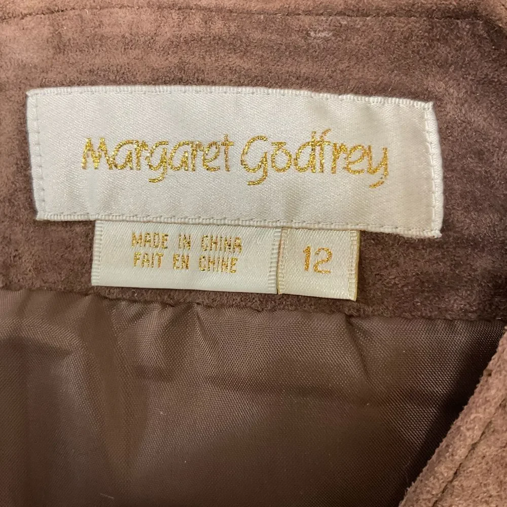Margaret Godfrey Vintage Y2K Brown 100% Leather Suede Long Maxi Skirt Size 12
